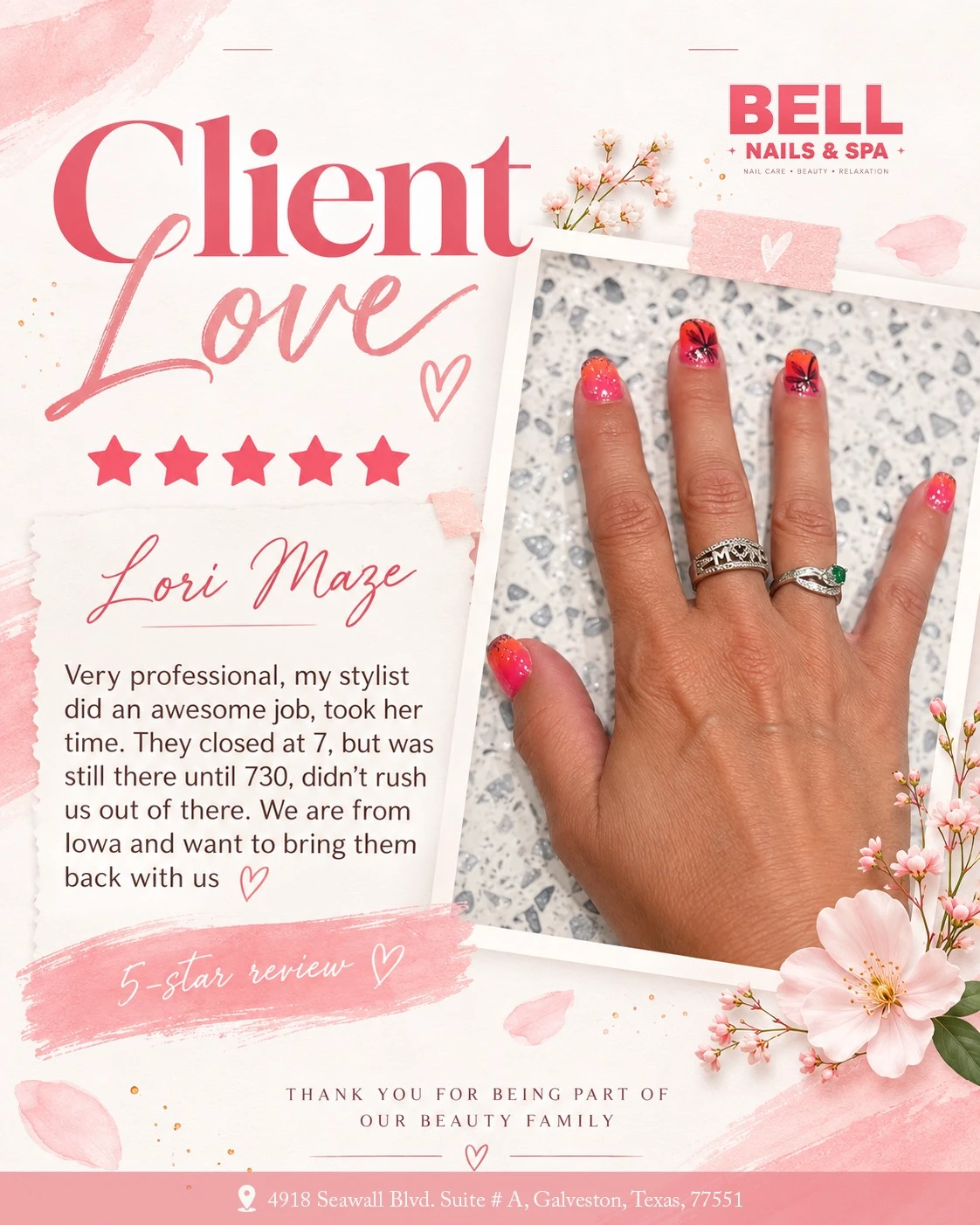 Bell Nails & Spa in Galveston, TX 77551 | Trusted Salon on Seawall Blvd